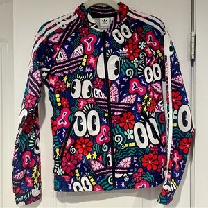 Adidas X Hattie Stewart Full Zip Track Jacket Floral Psychedelic Women’s CS XS